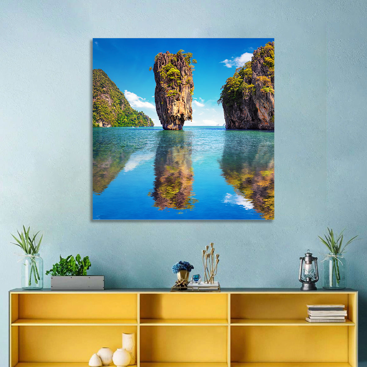 Ko Tapu Limestone Stack, Phang Nga Wall Art in a room, square