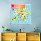 I Love Hong Kong Illustrated Cultural Map Wall Art