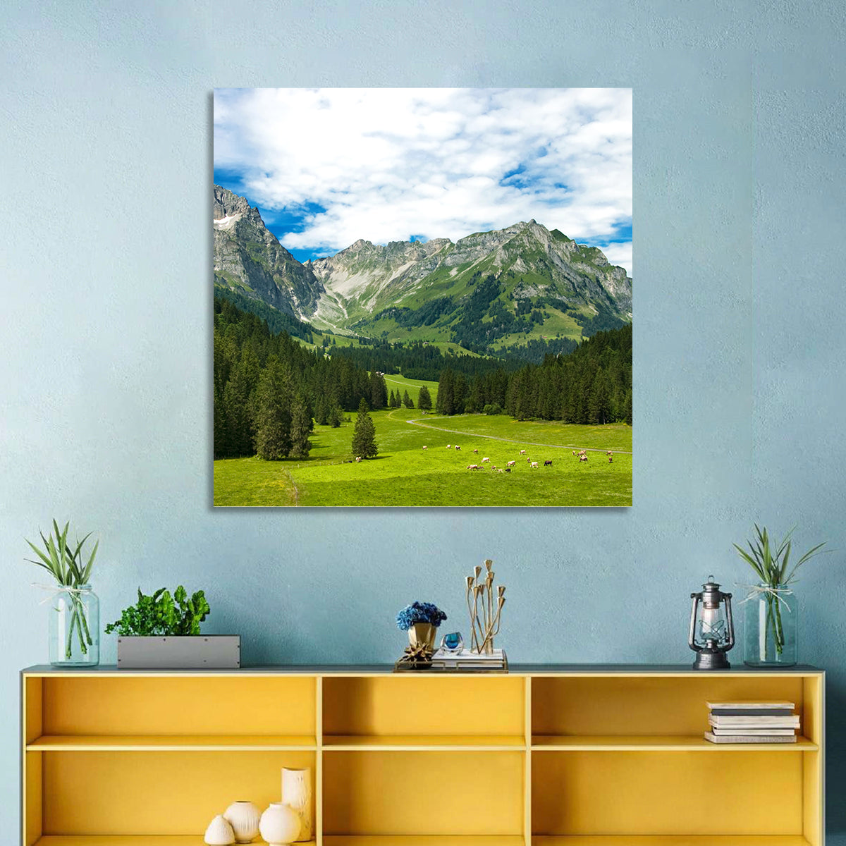 Arnibach Valley Summer Meadow Wall Art in a room, square