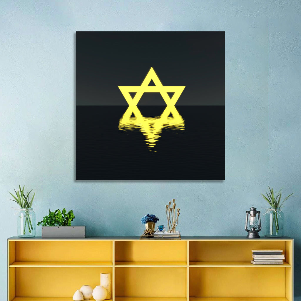 Glowing Star of David Reflection Wall Art