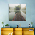 Wooden Pier on Foggy Lake Wall Art