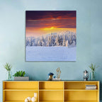 Snowy Forest Sunset Wall Art