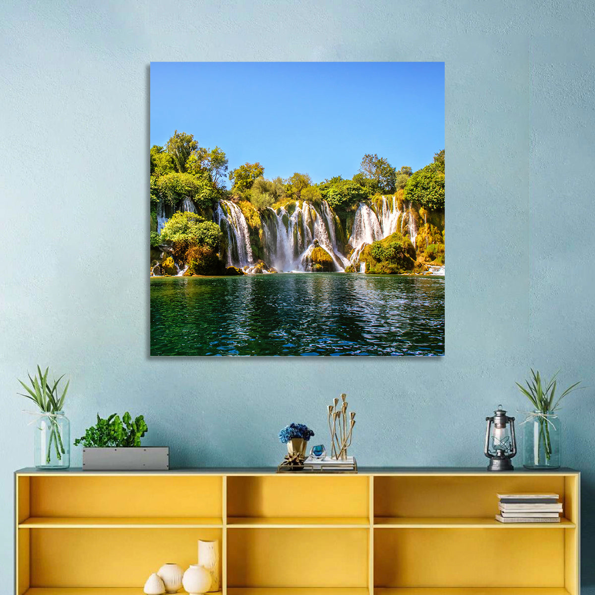 Kravice Waterfalls Wall Art in a room, square