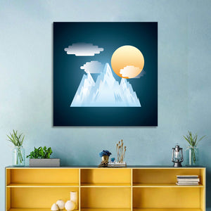 Snowy Mountain Illustration Wall Art