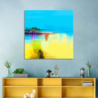 Sunlit Abstract Coastline in Spring Colors Wall Art