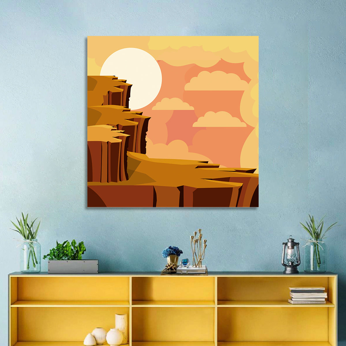 Geometric Canyon Sunrise Wall Art