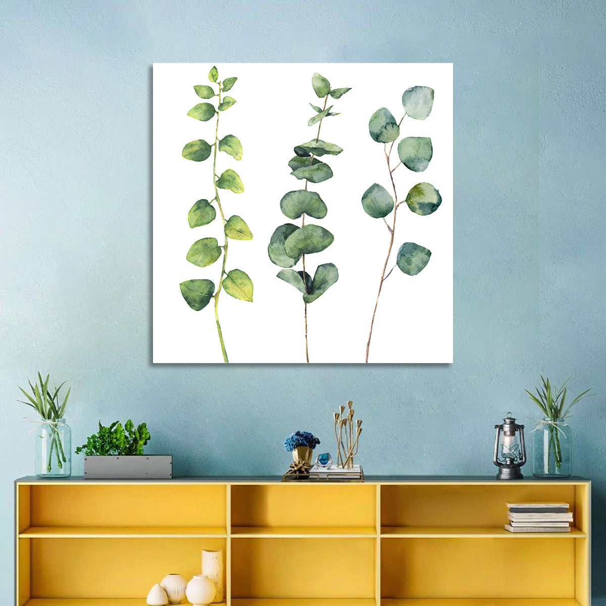 Watercolor Eucalyptus Stems Wall Art