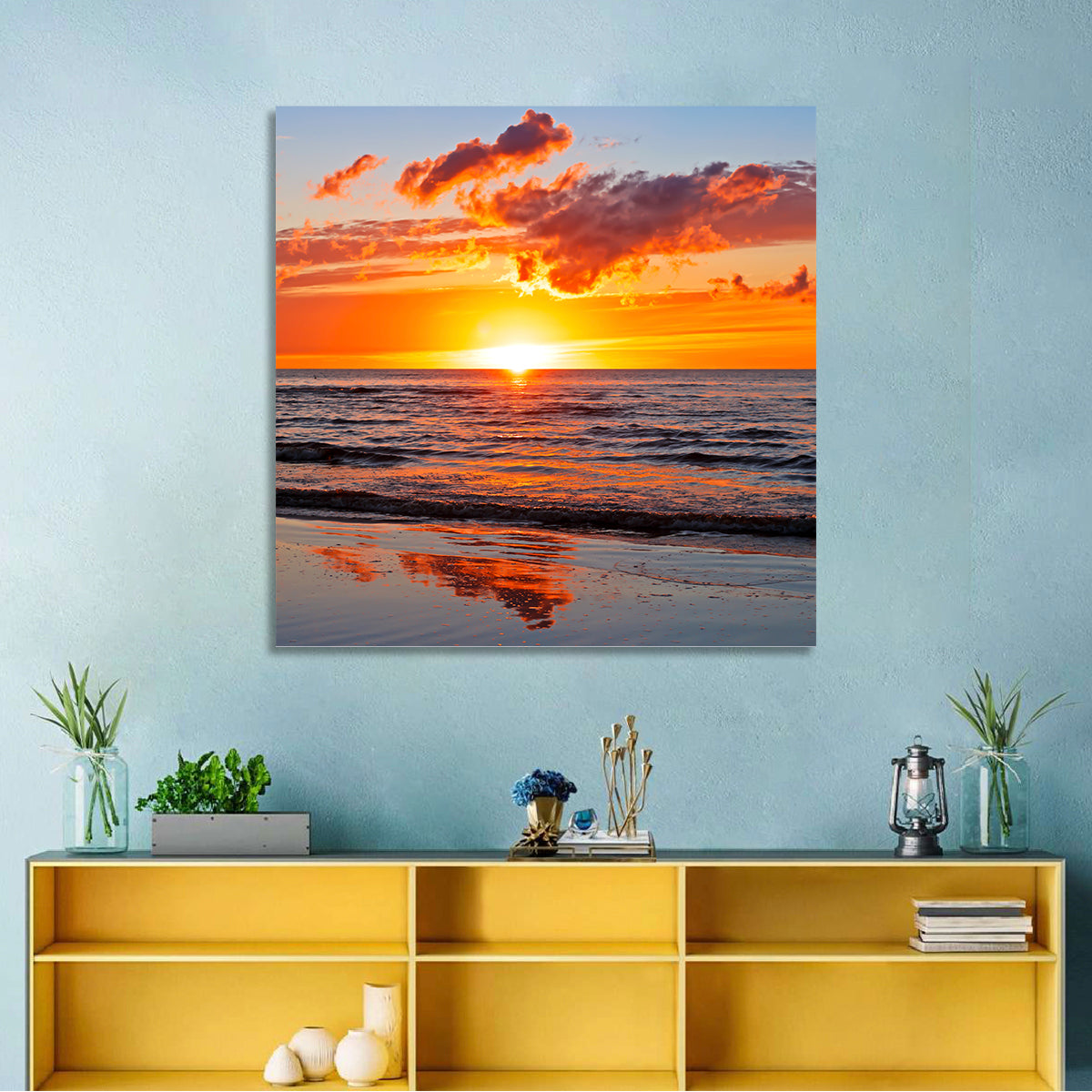 Sunset Over the Baltic Wall Art in a room, square