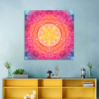 Watercolor Lace Mandala in Pink and Gold Wall Art