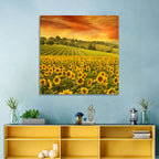 Sunflower Field at Golden Hour Wall Art
