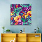 Tropical Orchid and Palm Pattern Wall Art