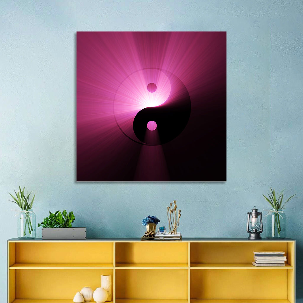 Magenta Yin Yang Symbol Wall Art