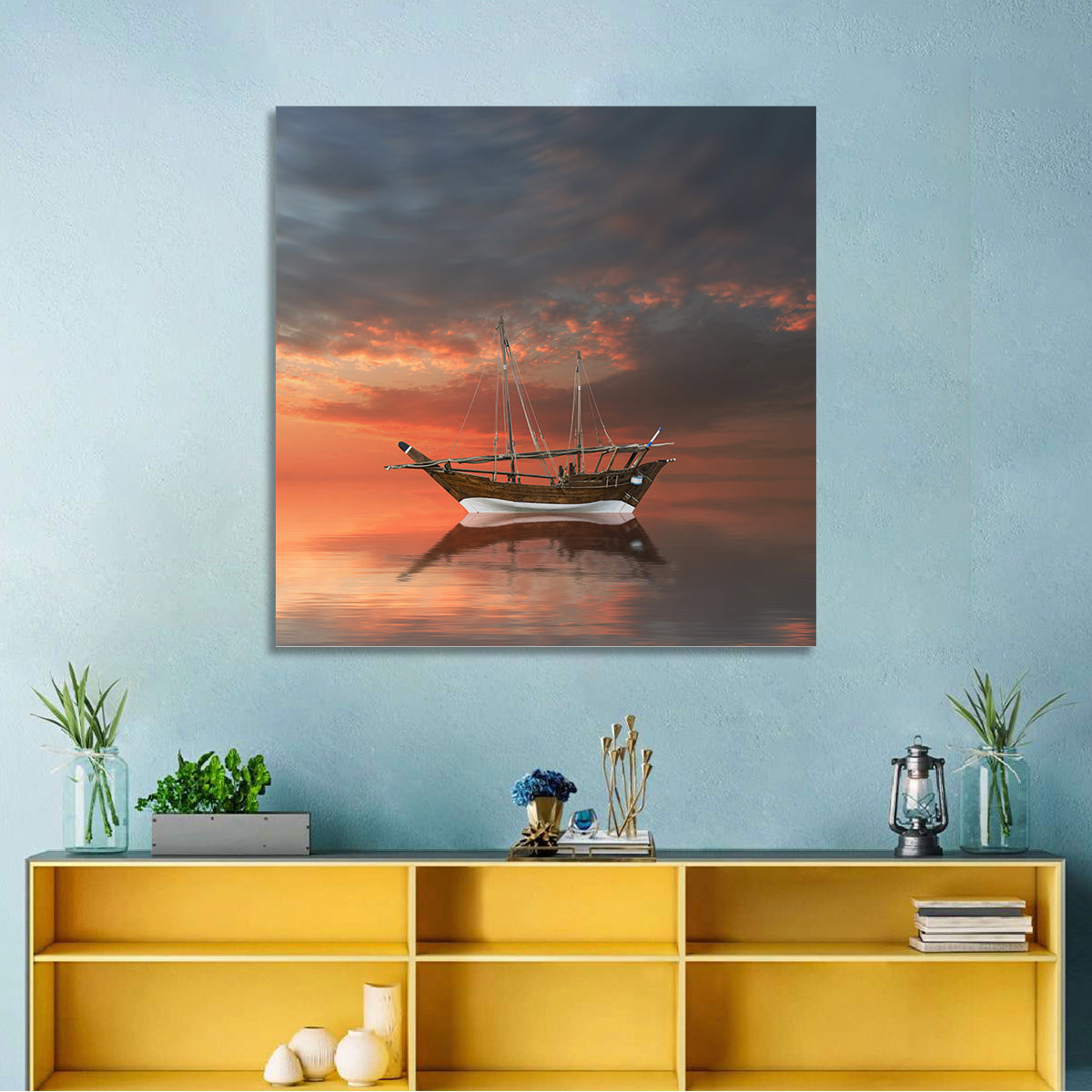 Dhow at Sunset Wall Art