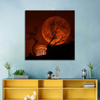 Haunted Supermoon Over Church Spire Wall Art