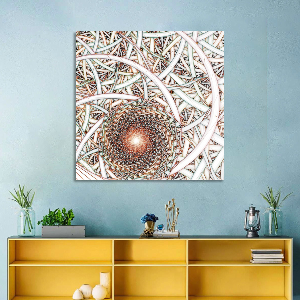 Copper Fractal Spiral Mandala Wall Art