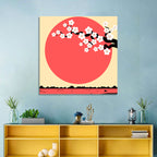 Cherry Blossom with Red Sun Wall Art