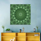 Green Botanical Kaleidoscope Mandala Wall Art