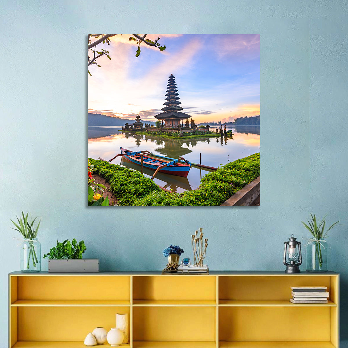 Pura Ulun Danu Beratan Wall Art in a room, square