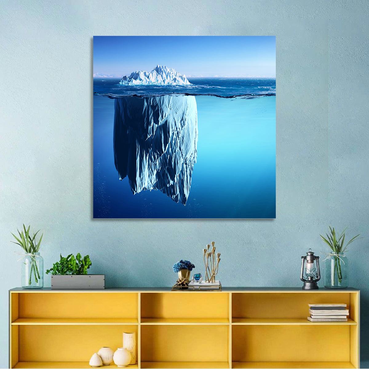 Floating Iceberg Wall Art in a room, square