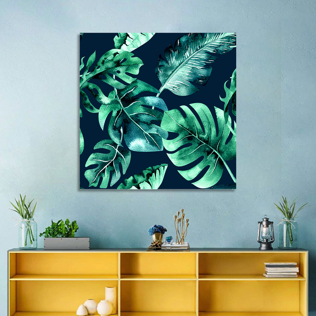 Tropical Watercolor Leaf Pattern Wall Art