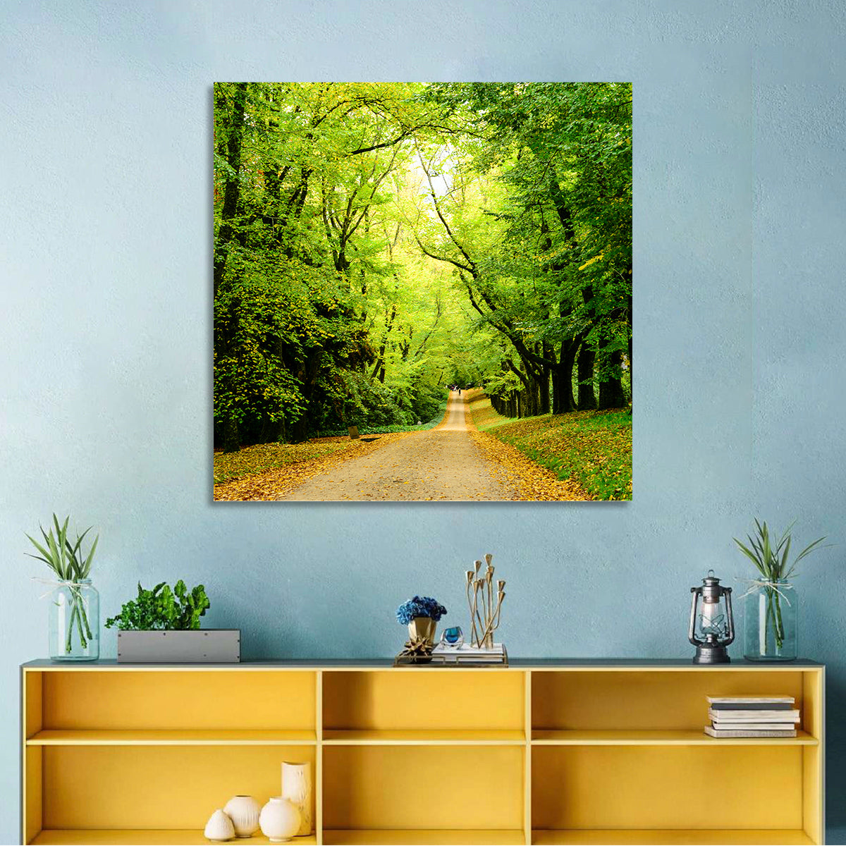 Sunlit Forest Pathway Wall Art