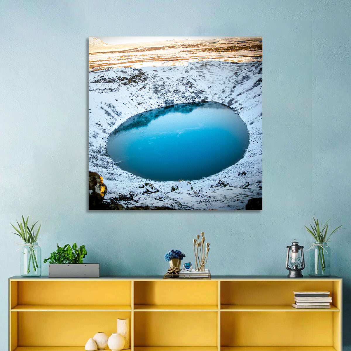 Kerid Crater Lake Wall Art in a room, square