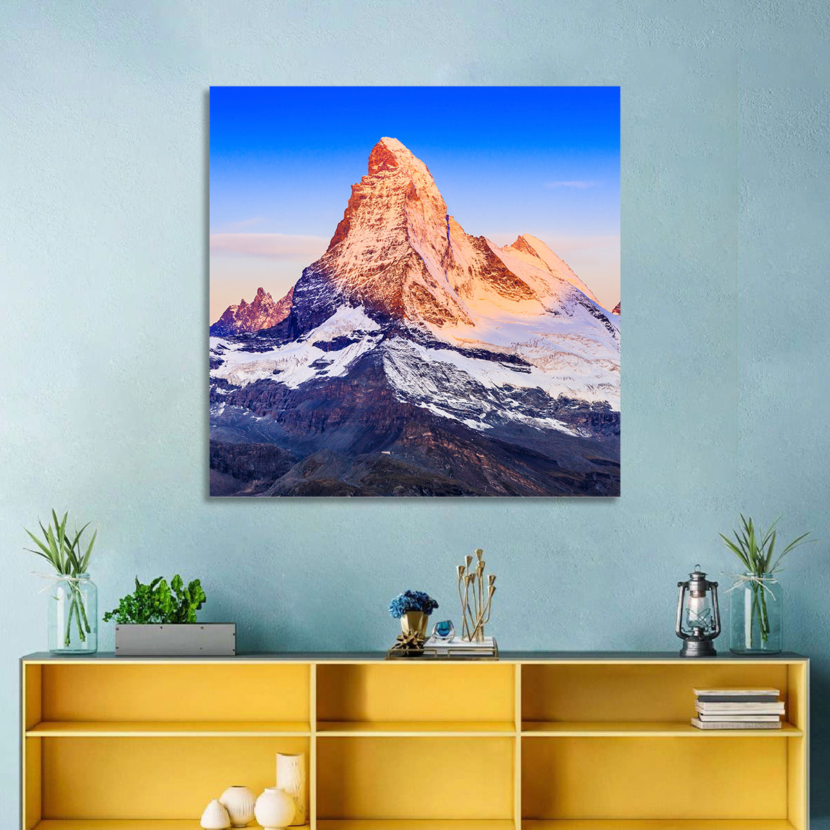 Matterhorn Sunrise Wall Art in a room, square