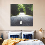 Summer Forest Road with Yellow Sign Wall Art