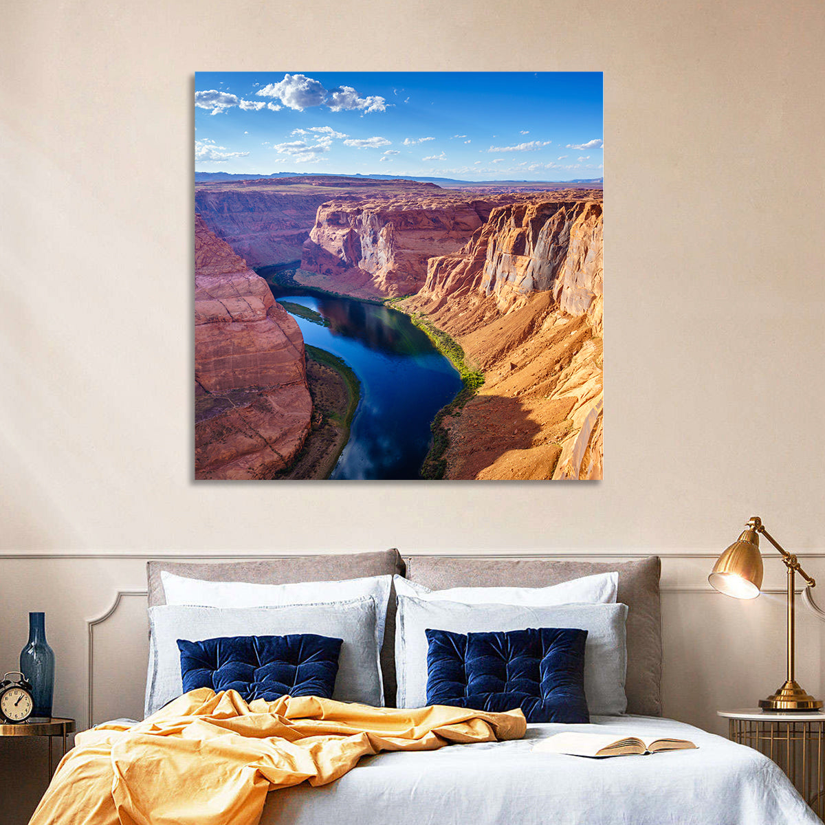 Horseshoe Bend Colorado River Wall Art in a room, square