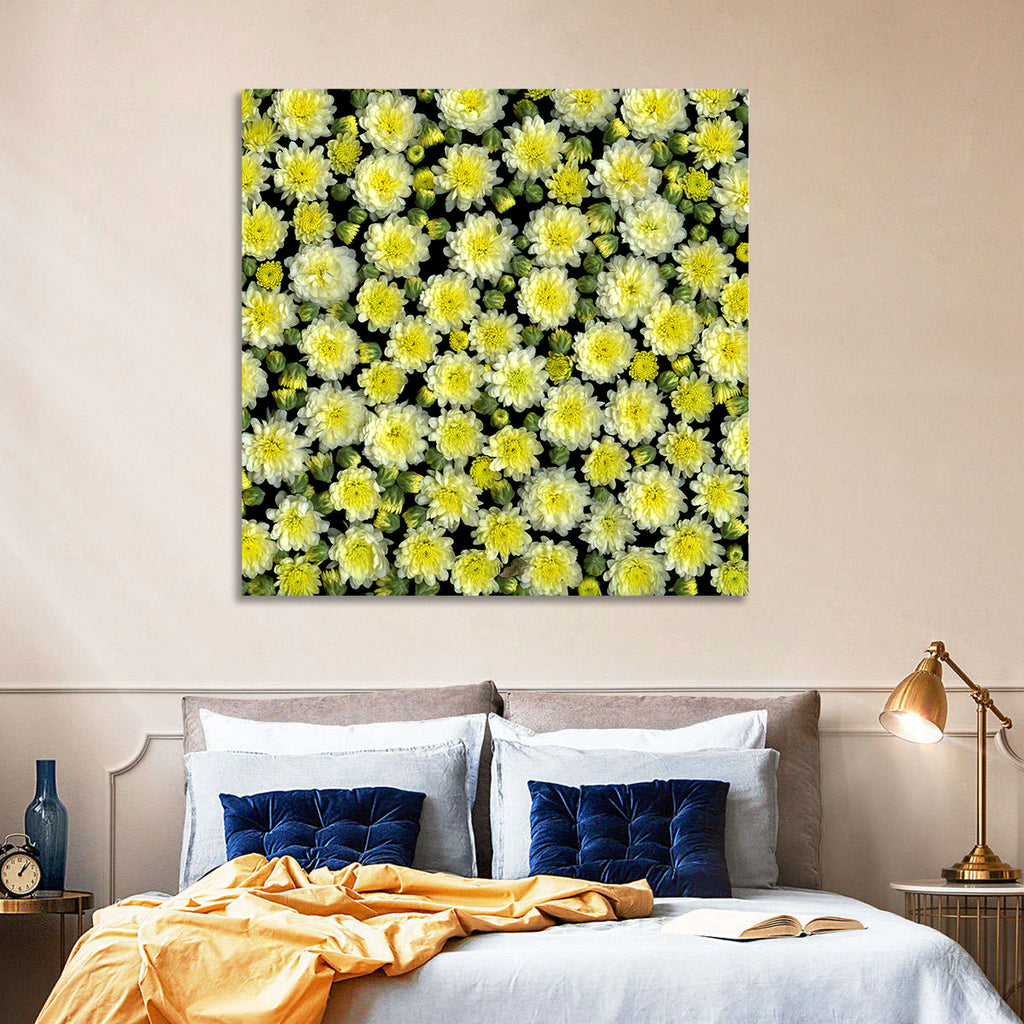 Yellow Chrysanthemum Bloom Pattern Wall Art