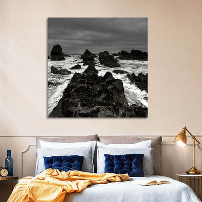 Rocky Beach Waves Wall Art