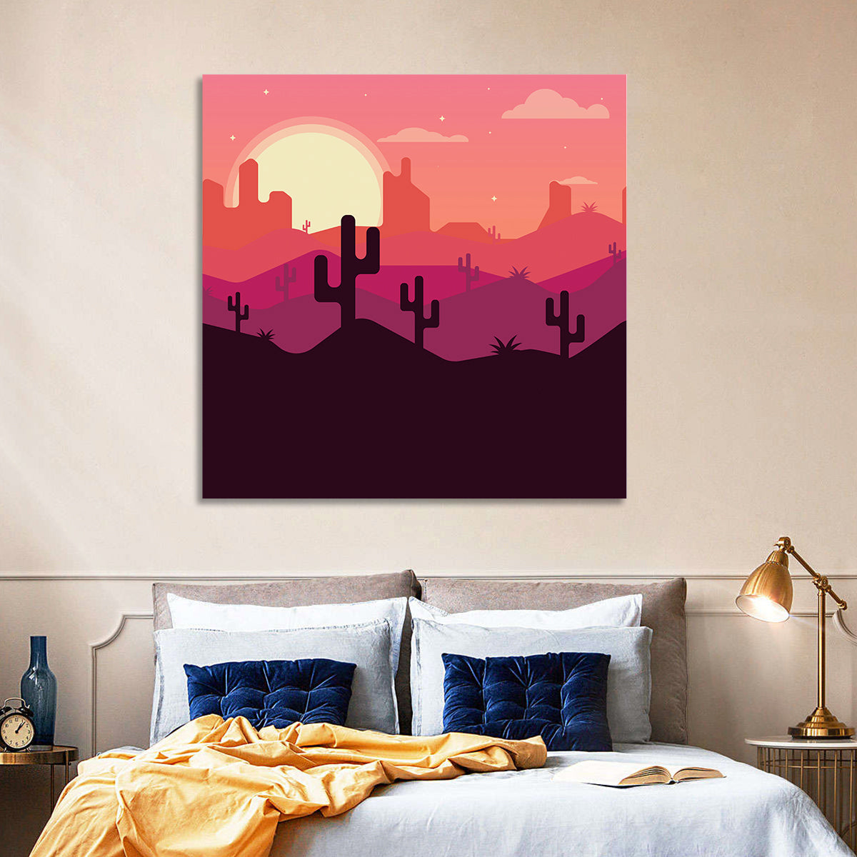 Desert Sunset with Saguaro Silhouettes Wall Art