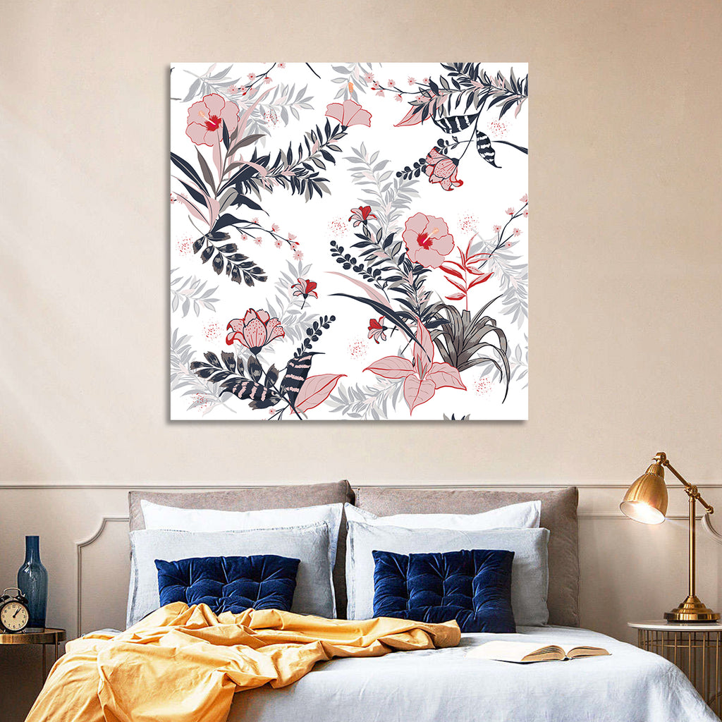 Tropical Hibiscus Pattern Wall Art