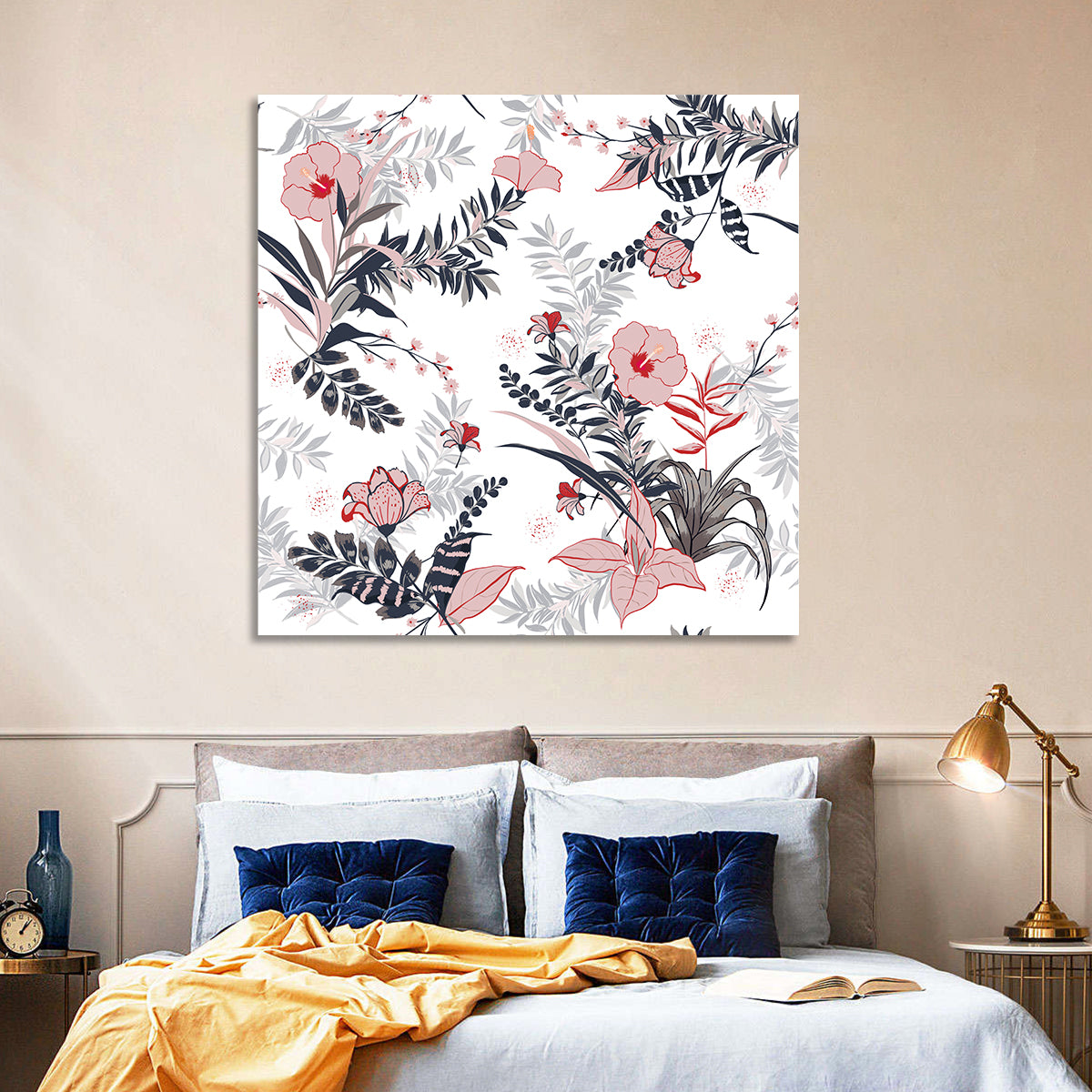 Tropical Hibiscus Pattern Wall Art