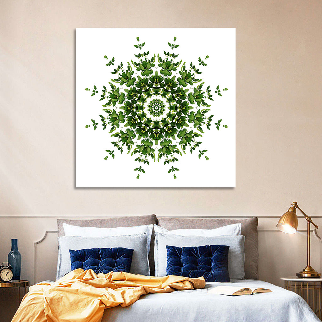 Botanical Green Leaf Mandala Wall Art