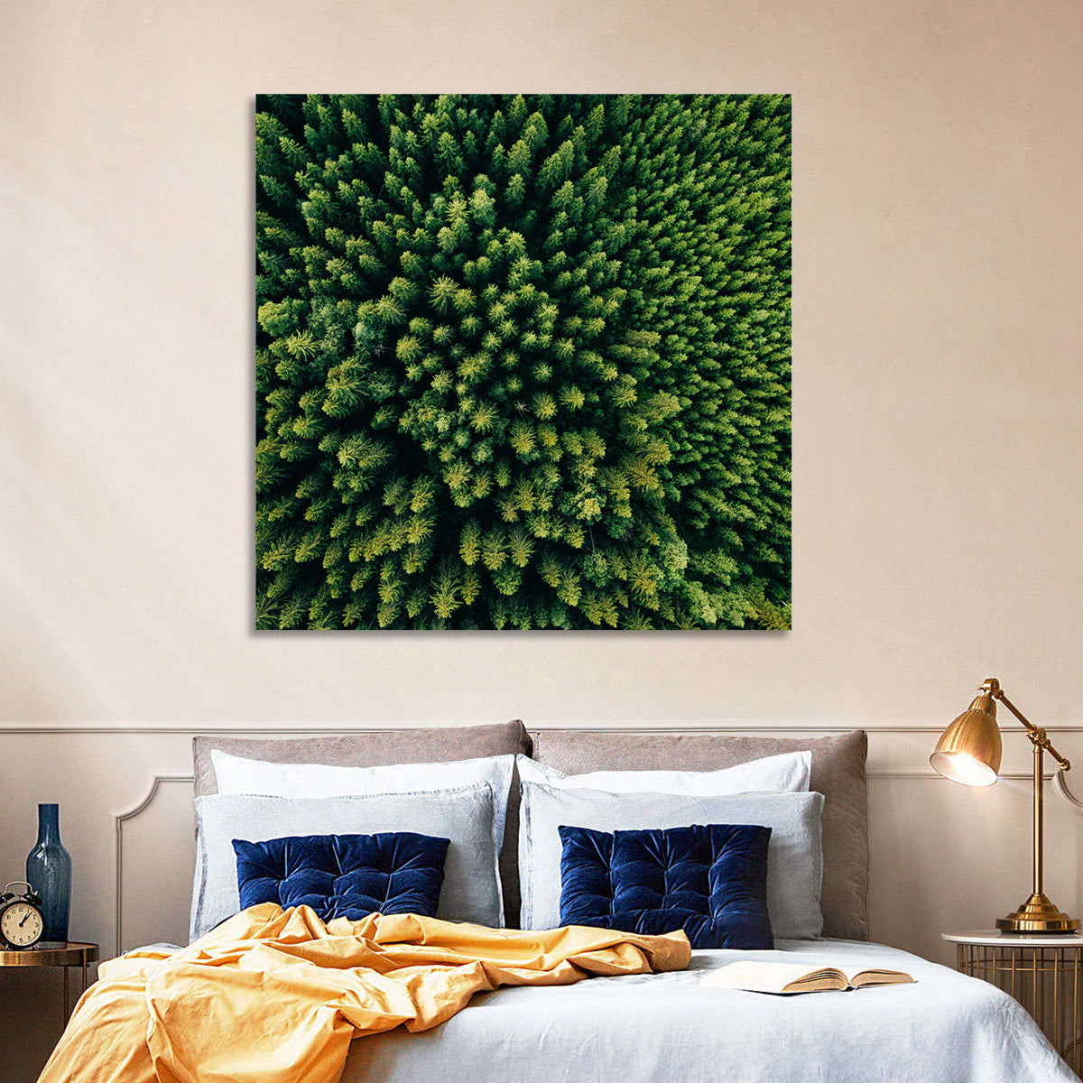 Aerial Conifer Canopy Wall Art in a room, square