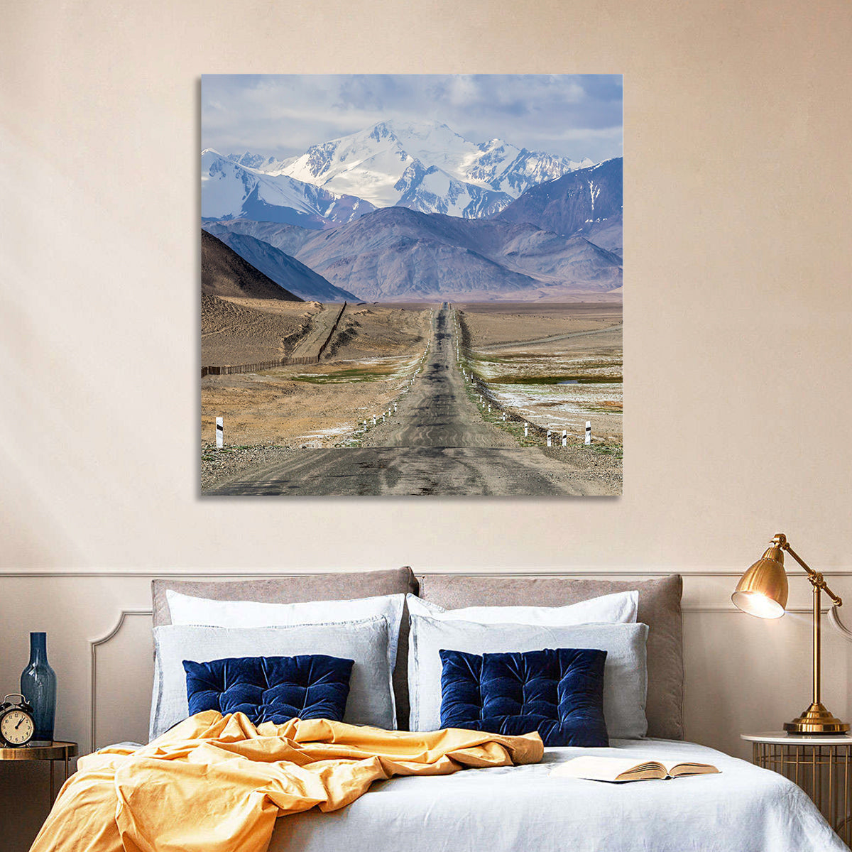 Pamir Mountain Road Wall Art in a room, square