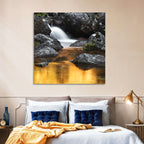 Golden Stream Waterfall Wall Art