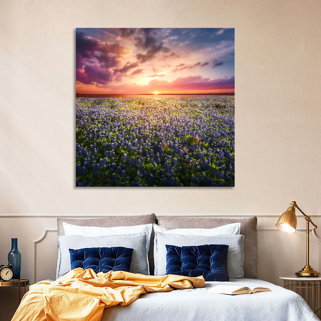 Texas Bluebonnet Sunset Wall Art