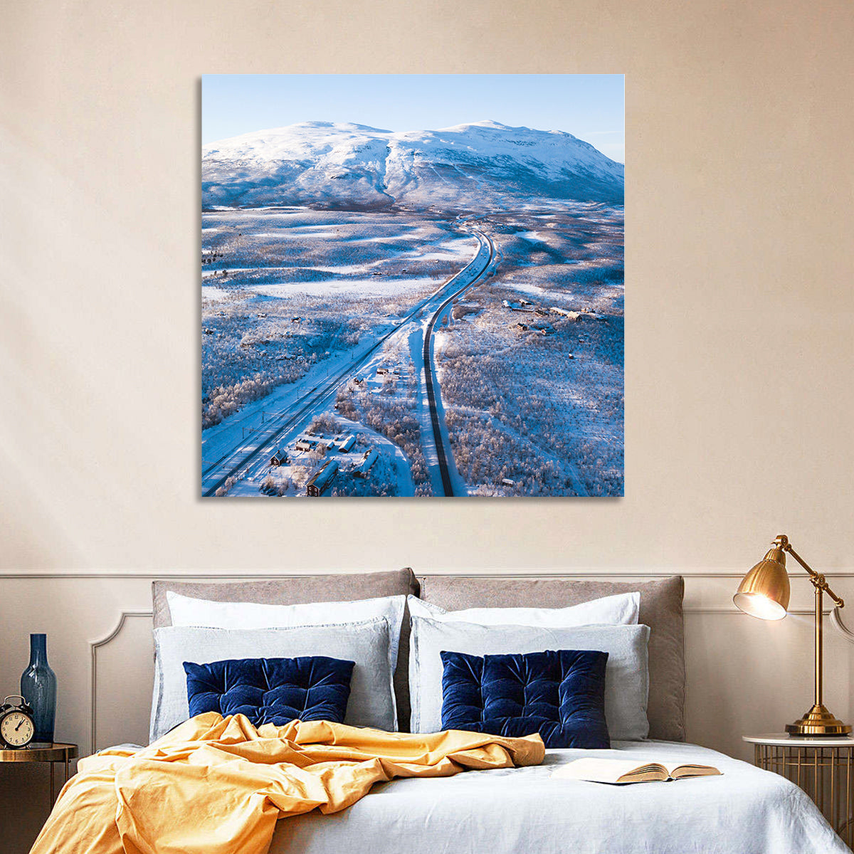 Snowy Valley with Parallel Tracks Wall Art