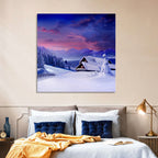 Snowy Mountain Cabin Wall Art