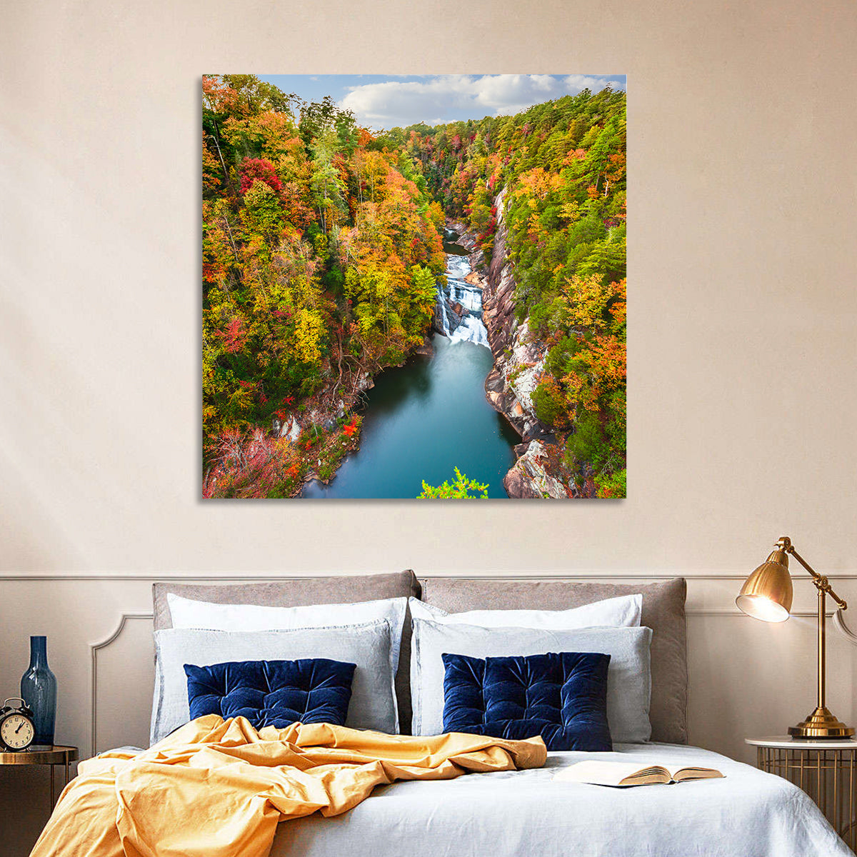 Tallulah Gorge Waterfall Wall Art in a room, square