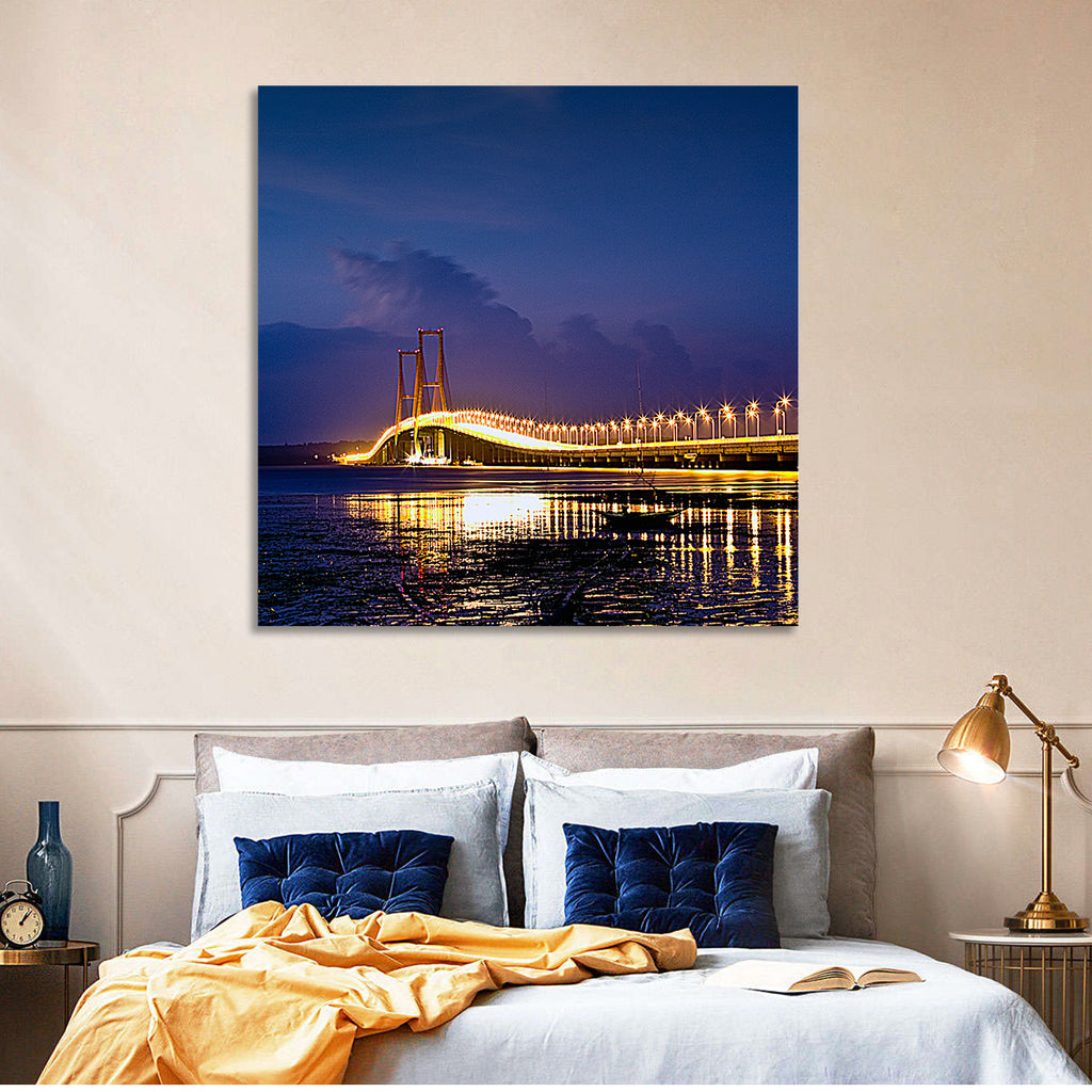 Suramadu Bridge at Dusk Wall Art