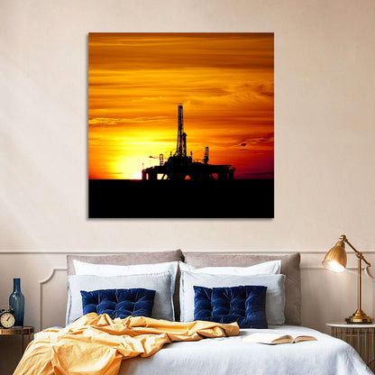 Oil Rig Sunset Wall Art