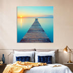 Wooden Footbridge at Sunset Wall Art