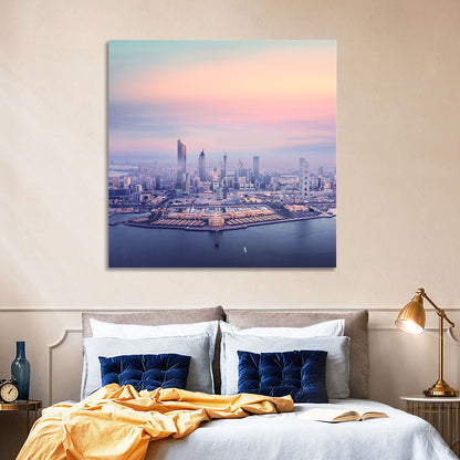 Foggy Kuwait Skyline Wall Art