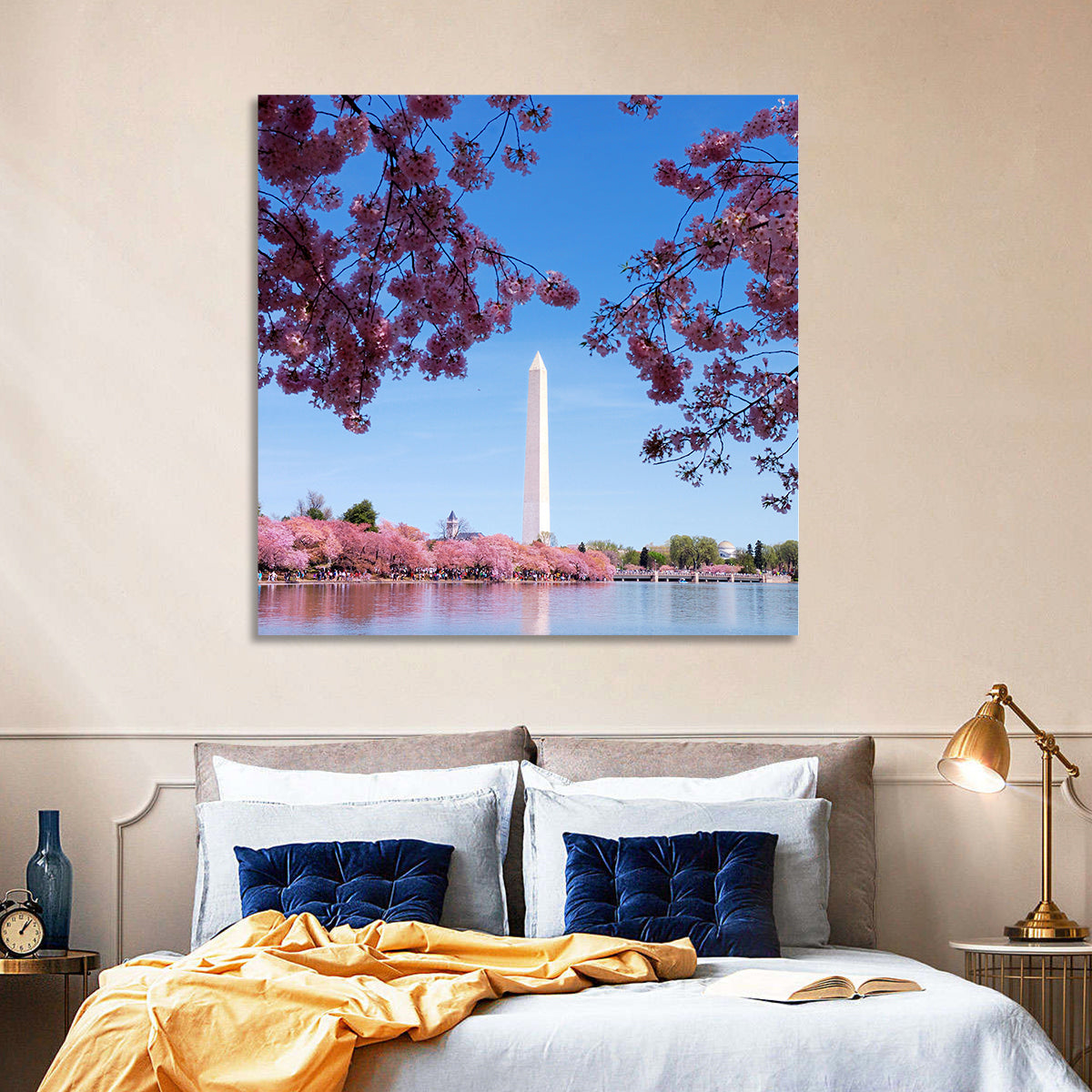Washington Monument with Cherry Blossoms Wall Art