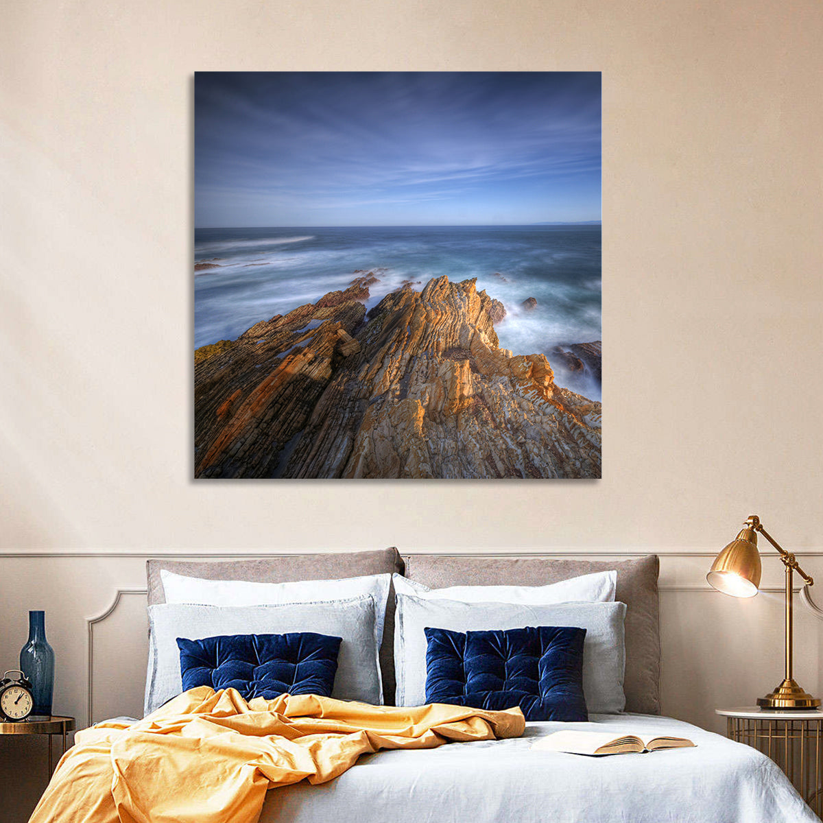 Montana De Oro Golden Coastline Wall Art in a room, square