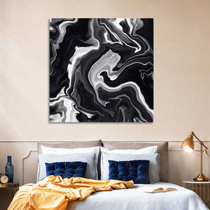 Flowing Black Marble Abstract Wall Art