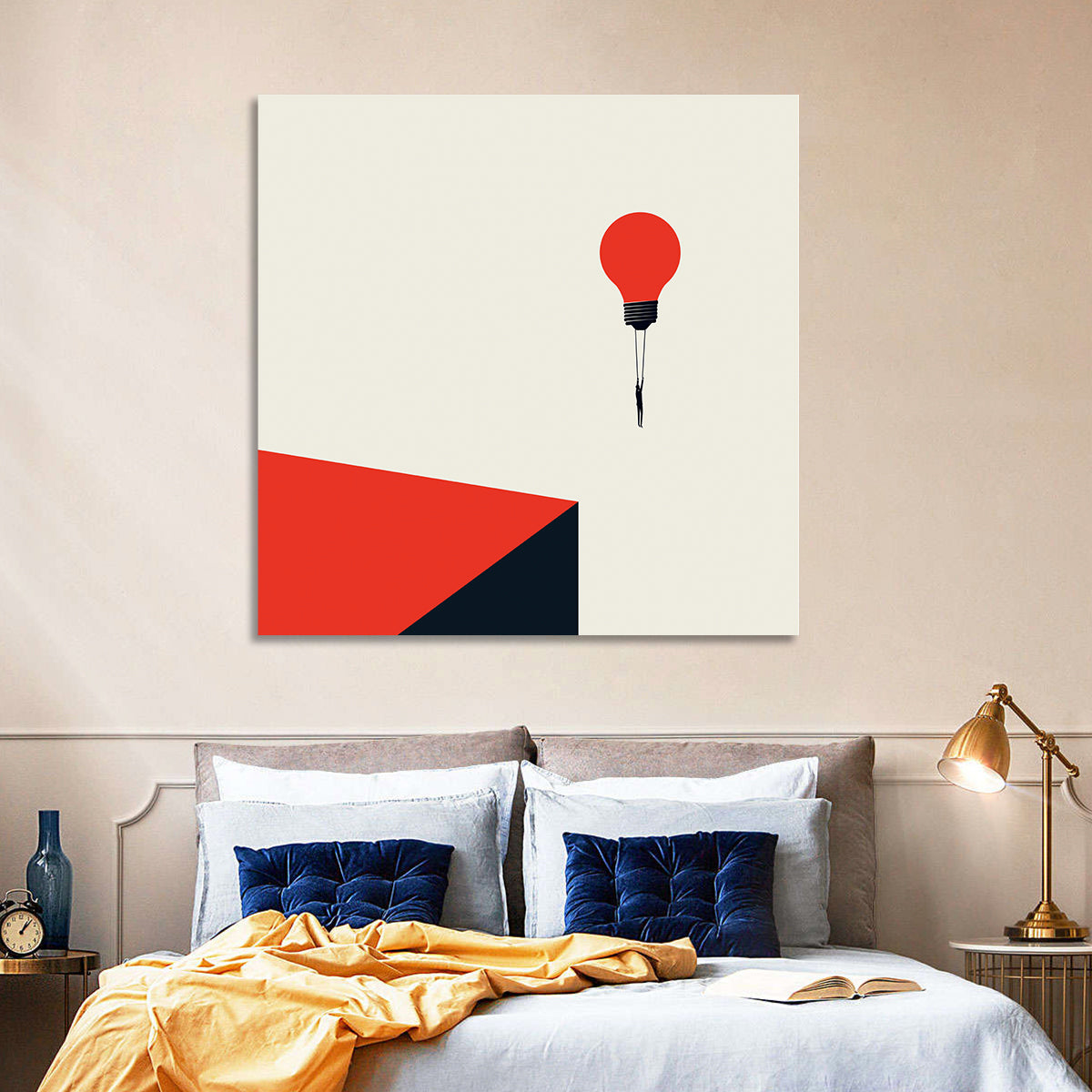 Hanging from a Lightbulb Wall Art in a room, square
